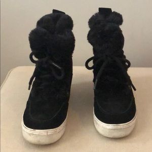 Steve Madden faux fur wedge booties